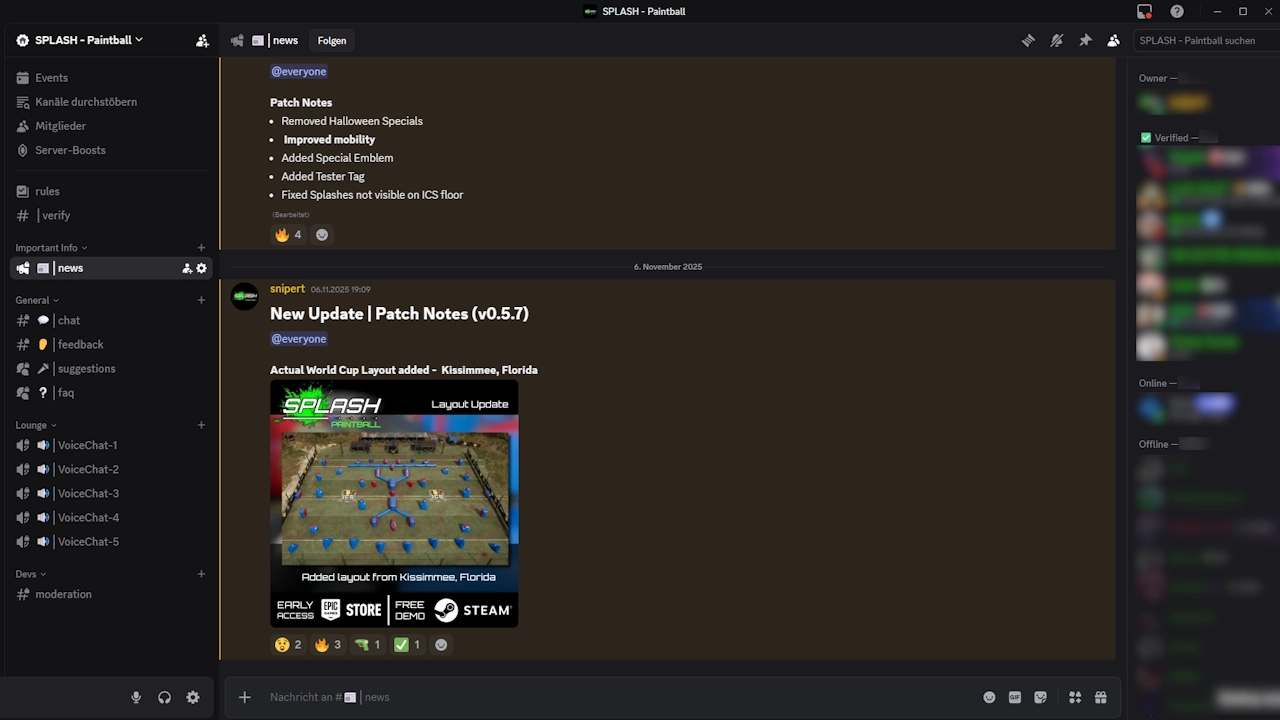 SPLASH – Paintball community discussion and feedback shared on Discord