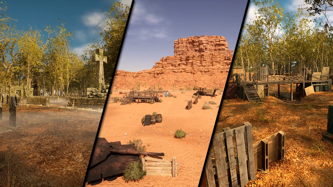 Real-world inspired scenario paintball map with varied terrain and objectives in SPLASH – Paintball