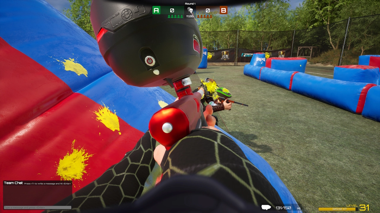 Paintball flight paths showing realistic drop and movement in SPLASH – Paintball