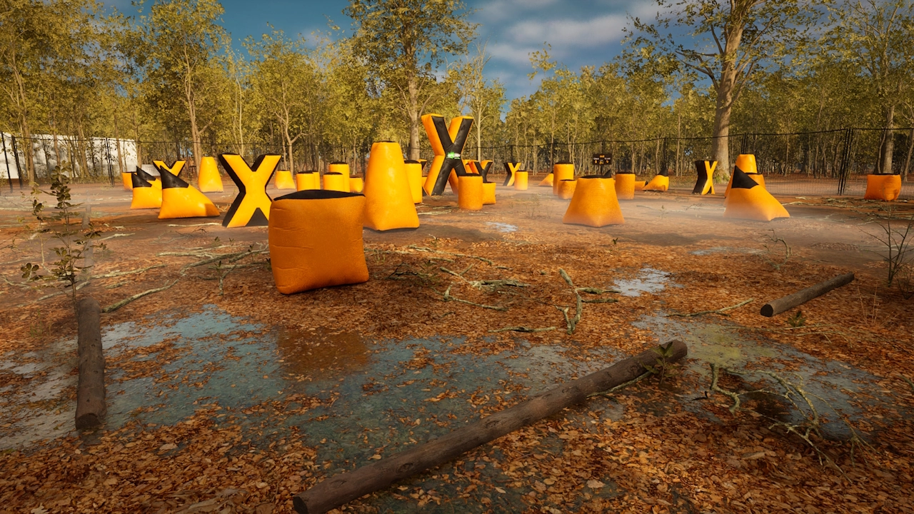 Scenario paintball map featuring a forest-style SupAir field in SPLASH – Paintball