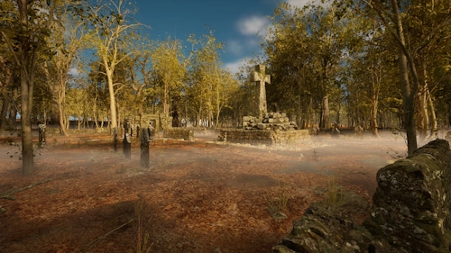 Scenario paintball map set in an abandoned graveyard with cover and structures