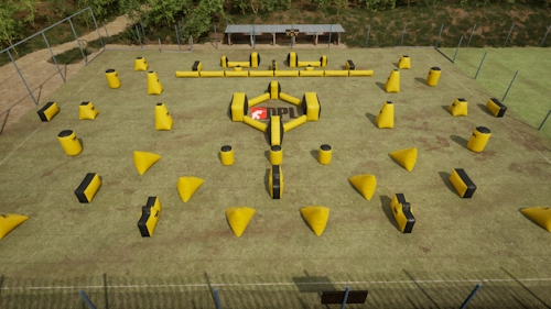 Tournament paintball map recreating the Paintball Battlefields field in Hildesheim